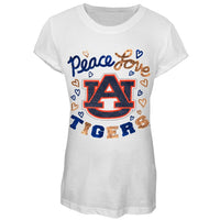 Auburn Tigers - Peace Love Glitter Logo Girls Youth T-Shirt