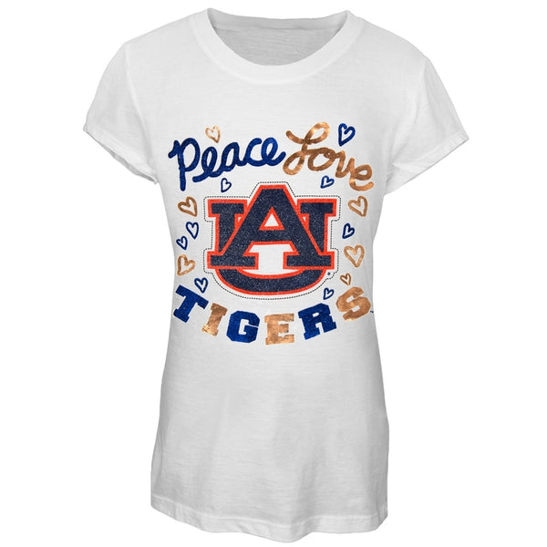 Auburn Tigers - Peace Love Glitter Logo Girls Youth T-Shirt