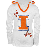 Illinois Fighting Illini - Girls Youth Burnout Hooded Long Sleeve T-Shirt