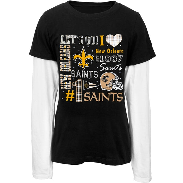 New Orleans Saints - Spirit Girls Youth 2Fer Long Sleeve T-Shirt