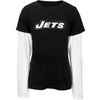 New York Jets - Jewel Team Name Girls Youth 2Fer Long Sleeve T-Shirt