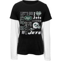 New York Jets - Rhinestone Spirit Girls Youth 2Fer Long Sleeve T-Shirt