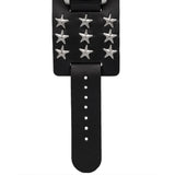 Red Star on White - Leather Strap Watch with Star Studs