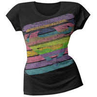 Supergirl - Logo Stripes Juniors T-Shirt