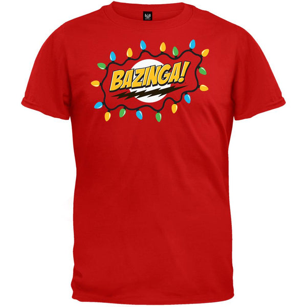 Big Bang Theory - Christmas Lights Bazinga Red T-Shirt