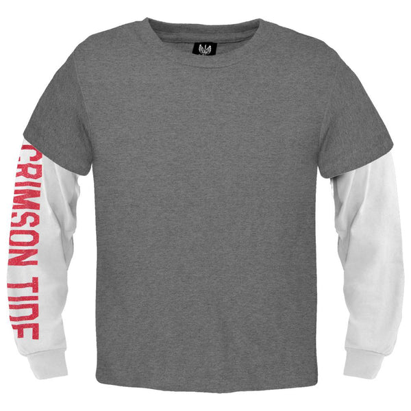 Crimson Tide - Glitter Youth Long Sleeve 2Fer Long Sleeve T-Shirt