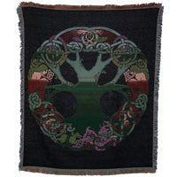 Rainbow Celtic Tree of Life Throw Blanket