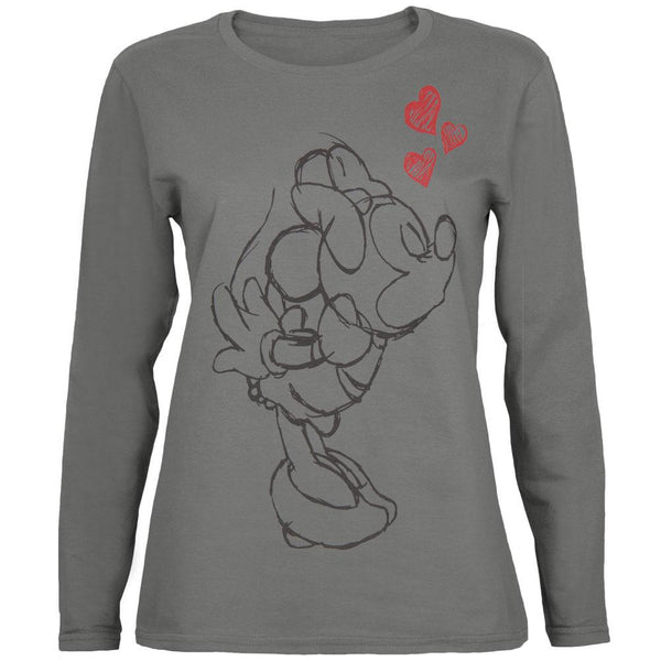 Mickey Mouse - Kissing Minnie Juniors Long Sleeve T-Shirt
