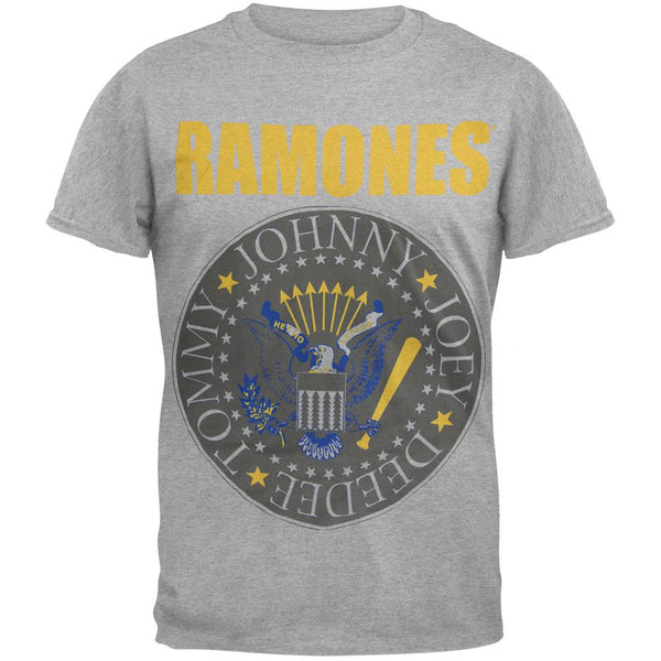 Ramones - Yellow & Blue Seal Tri-Blend Grey T-Shirt