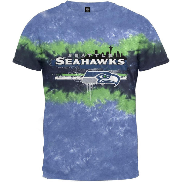 Seattle Seahawks - Horizontal Stencil Tie-Dye T-Shirt