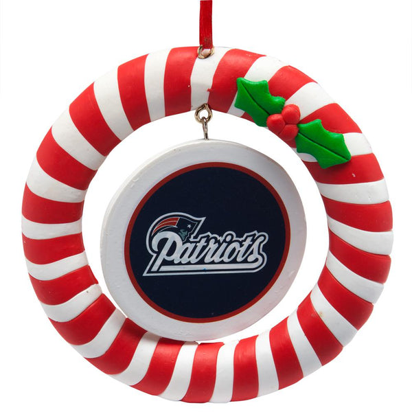New England Patriots - Candy Cane Wreath Ornament