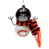 Chicago Bears - Blown Glass Snowman Ornament