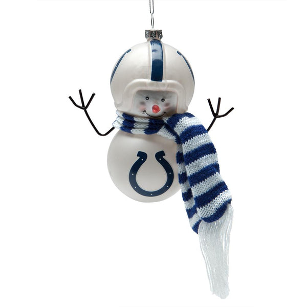 Indianapolis Colts - Blown Glass Snowman Ornament