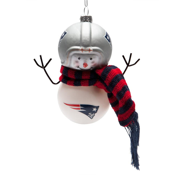 New England Patriots - Blown Glass Snowman Ornament
