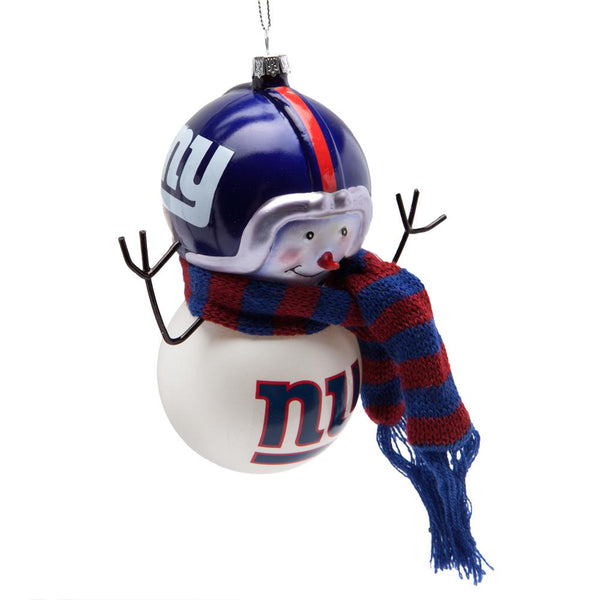 New York Giants - Blown Glass Snowman Ornament