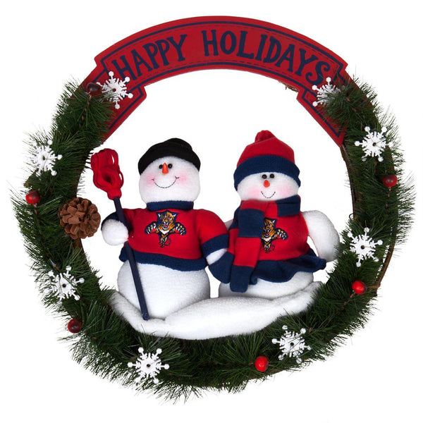 Florida Panthers - Happy Holidays Snowmen Wreath