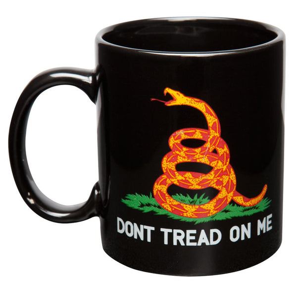 Don't Tread On Me Gadsden Flag Black Coffee Mug & Flag Set