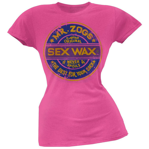 Mr. Zogs Sexwax - Multi Logo Hot Pink Juniors T-Shirt