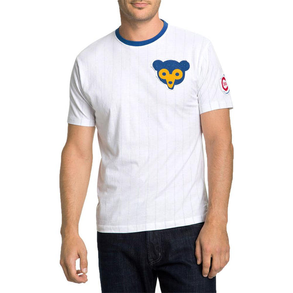 Chicago Cubs - Bear Logo Pinstripe Adult Jersey T-Shirt
