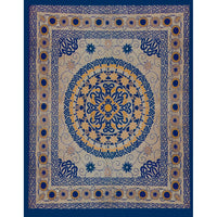Celtic Flowers Circle Blue Full Tapestry