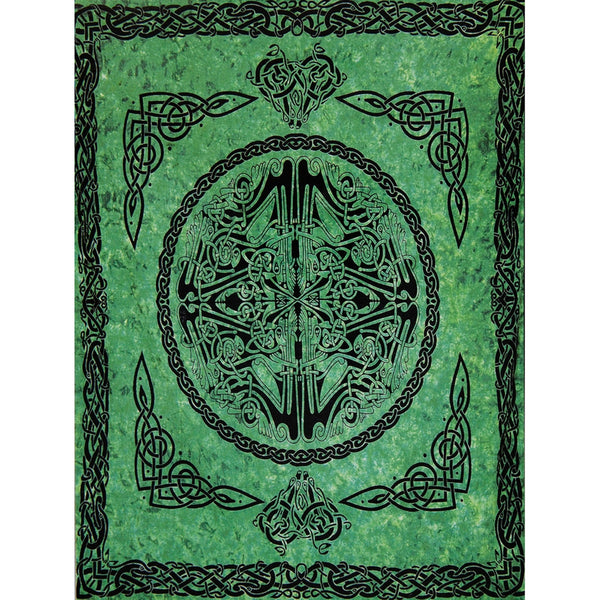 Web of Life Green Single Tapestry