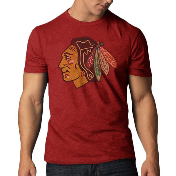 Chicago Blackhawks - Logo Scrum Premium Red Short Sleeve T-Shirt