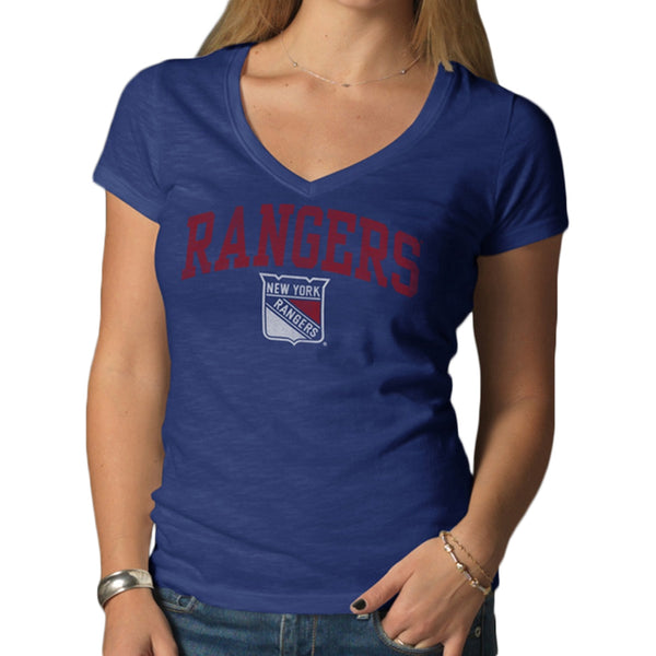 New York Rangers - Logo Scrum Premium Juniors V-Neck T-Shirt