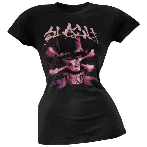 Slash - Pink Top Hat Skull Juniors T-Shirt