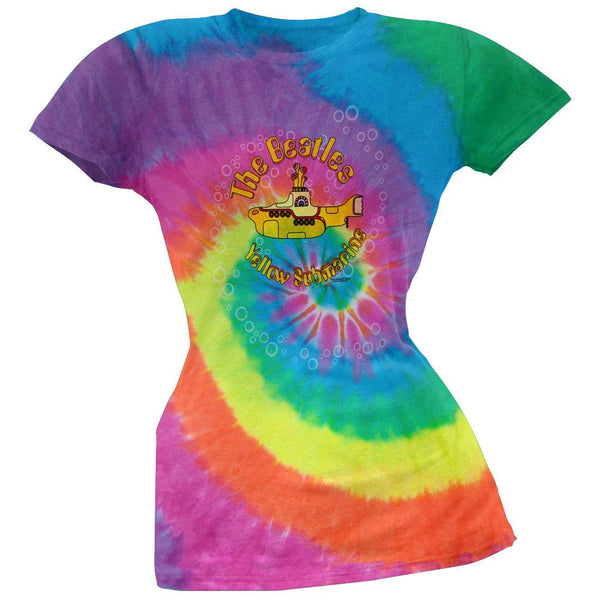 Beatles - Yellow Sub Spiral Juniors Tie Dye T-Shirt