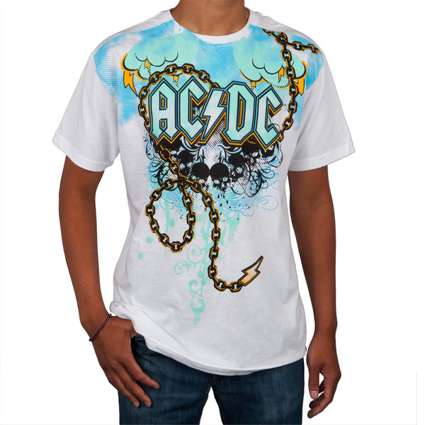 AC/DC - Skulls & Lightning Chain All-Over T-Shirt
