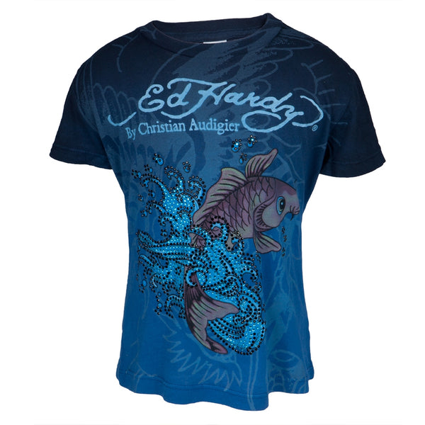Ed Hardy - Koi Fish Sparkling Girls Juvy T-Shirt