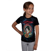 Ed Hardy - Exploding Skull Sunburst Girls Black Juvy T-Shirt