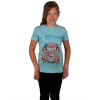 Ed Hardy - Tiger Cross Girls Blue Youth T-Shirt