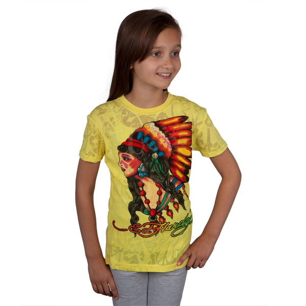 Ed Hardy - Native American Girls Youth Burnout T-Shirt