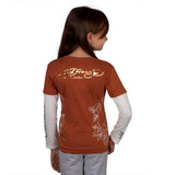 Ed Hardy - Side Skull Stencil Girls Juvy 2fer Long Sleeve T-Shirt
