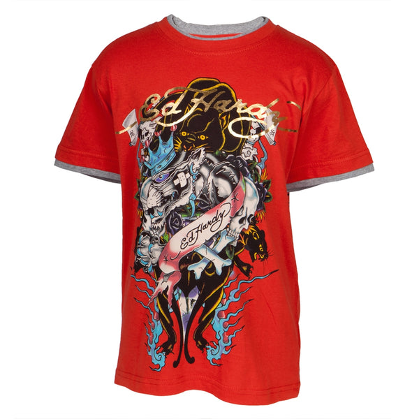 Ed Hardy - Panther And Crowned Lion Youth T-Shirt