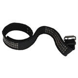 Frayed Jewel Studded Black Web Double Grommet Belt