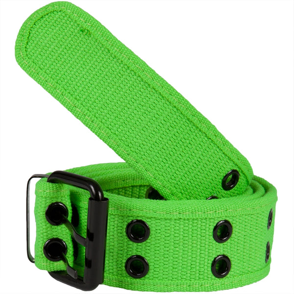 Neon Green Web Double Grommet Belt