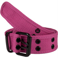 Dark Pink Web Double Grommet Belt