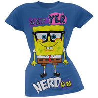 Spongebob Squarepants - Get Yer Nerd On Blue Juniors T-Shirt