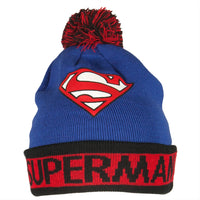 Superman - White Shield Pom Pom Knit Hat