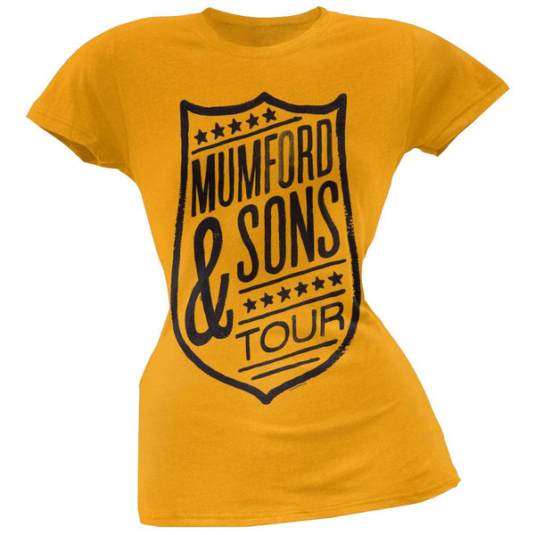 Mumford & Sons - Shield 2013 Tour Juniors Yellow T-Shirt