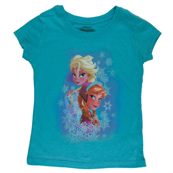 Frozen - Elsa and Anna Snow Collage Girls Juvy T-Shirt