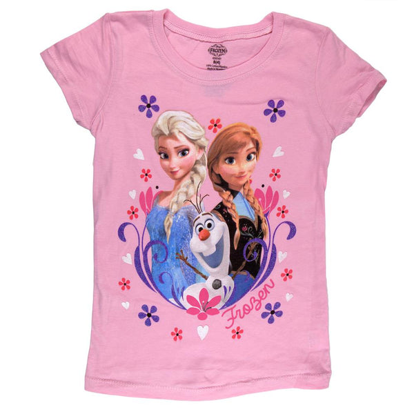 Frozen - Group Flakes & Hearts Girls Juvy T-Shirt
