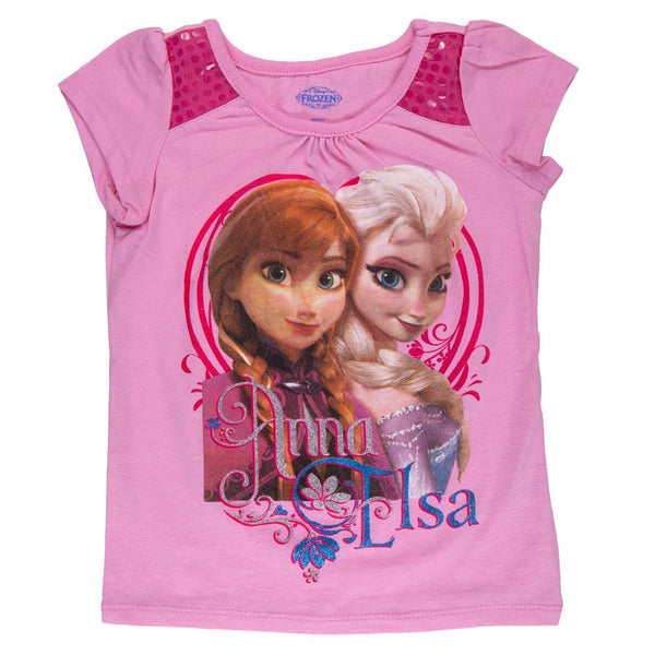 Frozen - Anna & Elsa Sequin Toddler Sequin Shoulder T-Shirt