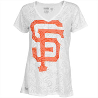San Francisco Giants - Large Logo Juniors Burnout V-Neck T-Shirt