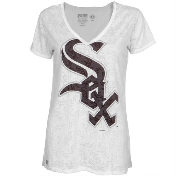 Chicago White Sox - Large Logo Juniors Burnout V-Neck T-Shirt