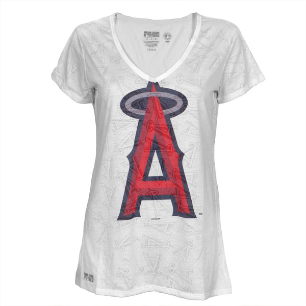 Los Angeles Angels of Anaheim - Large Logo Juniors Burnout V-Neck T-Shirt