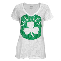 Boston Celtics - Large Logo Juniors Burnout V-Neck T-Shirt