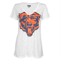 Chicago Bears - Large Logo Juniors Burnout V-Neck T-Shirt